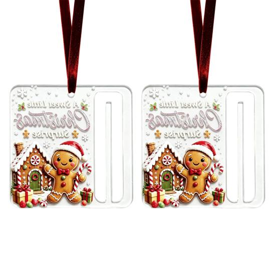 Holiday Party Hanging Decor 2Pcs Christmas Cash Gift Holder Ornament, Acrylic Money with Tree Decorations Santa Snowman Design, Pendant for