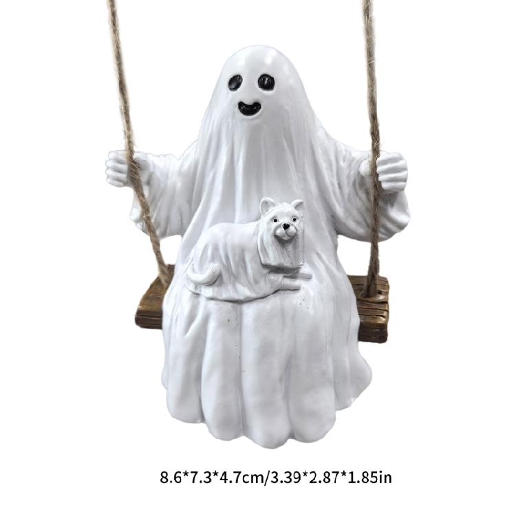 Halloween Resin Specters Swinging Charm Resin Swing Specters Figure Halloween Hanging Decors for Kids Family Enjoyment