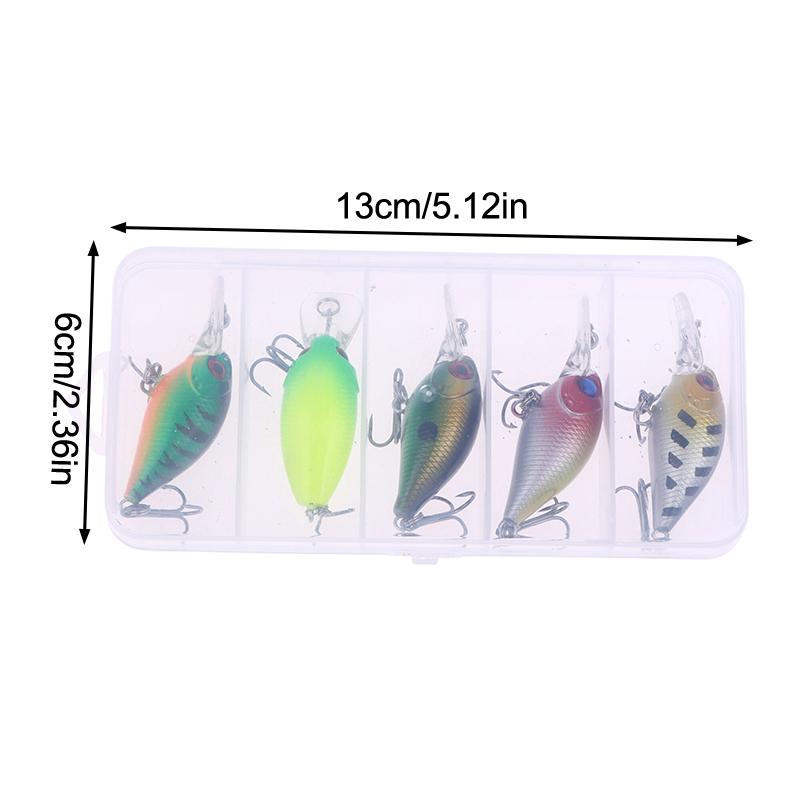 5 Stück/Box Kurbelfisch Rock Fish Barsch Angelköder Set 4,4G Künstliche Köder Oberflächenköder Kurbel Wobbler Angelzubehör