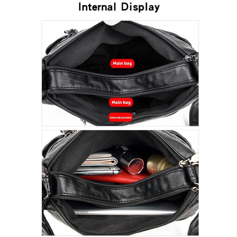 1Pc Women's Shoulder Bag Ladies Multi Pocket PU Messenger Handbag Cross Body Bags