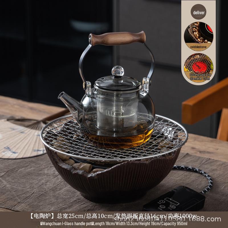 Electric Ceramic Tea Set with Induction Cooker: Glass Water Boiler and Steamer for Health Tea Brewing