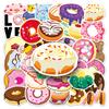 50pcs Sweet Donut Cartoon Graffiti Stickers - Creative, Waterproof Decorations for Water Bottles & Luggage