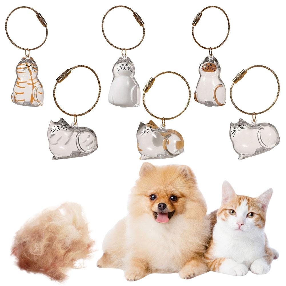 1-10Pcs Cat Keychain Pendant Cat Hair Storage Box Backpack Ginger Cat Siamese Hanging Pet Hair Grooming Souvenirs Birthday Gifts