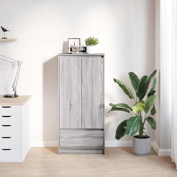 VidaXL Drawer Cabinet Sonoma Grey 55.5x34x119.5 Cm Engineered Wood, Storage Cabinet, High Sideboard, Cabinet of 861648