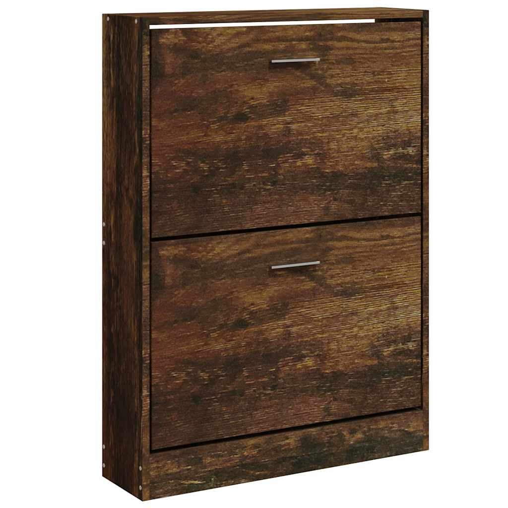 Shoe Cabinet Smoked Oak Finish 59 x 17 x 81 cm Engineered Wood