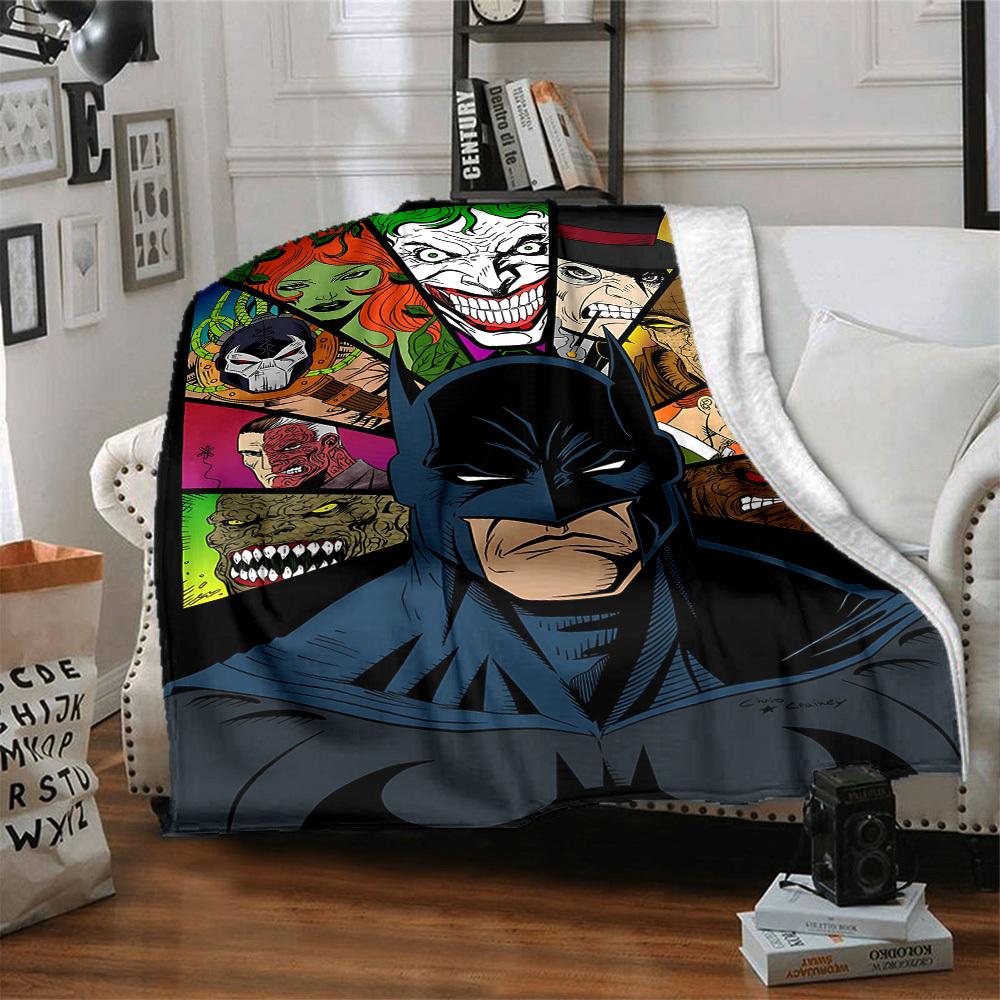 1pc Batman Flannel Throw Blanket Lightweight Soft Warm All Season Blanket for Sofa, Bed, Travel, Camping L1024184