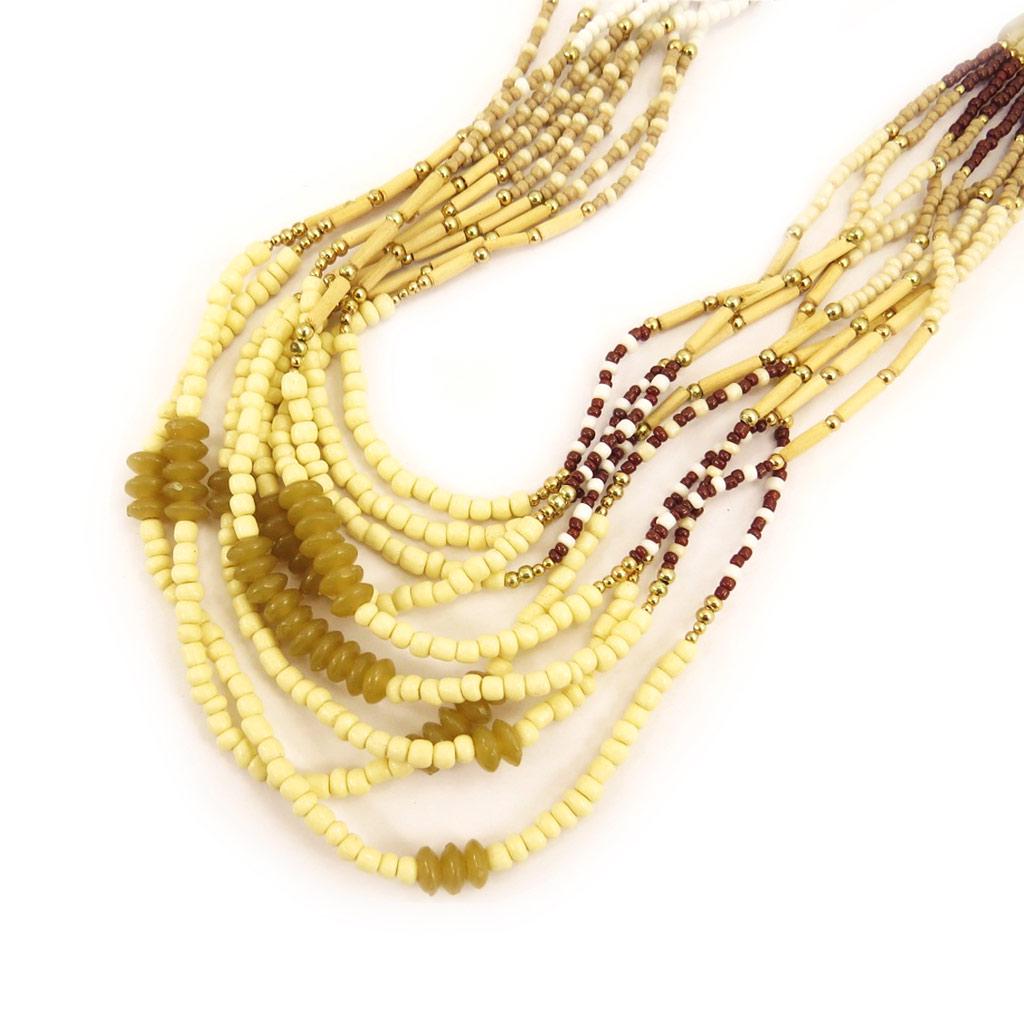 Les Trésors De Lily [L5254] - Designer Necklace 'Kilimanjaro' Golden Beige