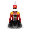 Kids Honor Guard Costume Long Sleeve Tassel Shoulder Zipper Tutu Leotard Feather Hat Ceremonial Dress Up Outfit