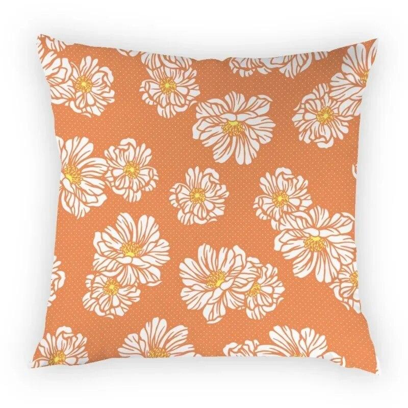 Pillow Case Pillow Flower Daisy Peach Blossom Square Color Sitting Sofa Cushion Cover