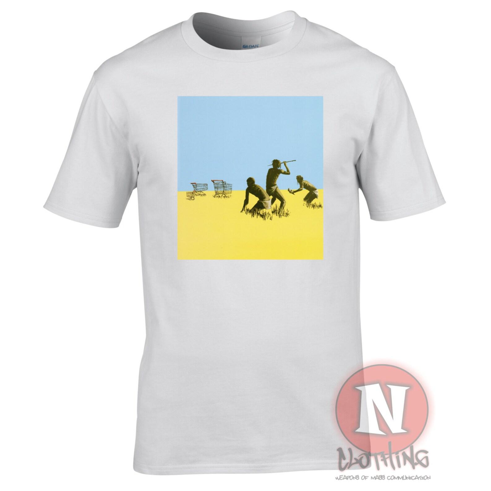 Banksy hunting shopping trolleys T-Shirt - One of our all time favourites from the urban artist L