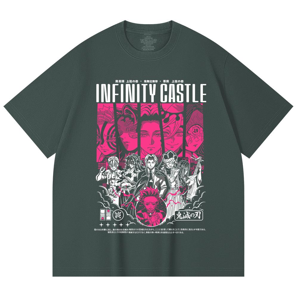 230 Gsm 100% Cotton Demon Slayer V89 Infinity Castle Print Unisex Heavy Cotton T Shirt
