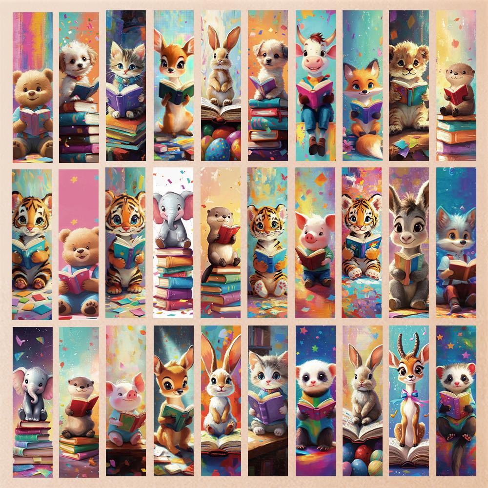 32pcs Animal reading bookmarks, for reading assistance, suitable for Christmas, Halloween, teachers, readers, and birthday gifts
