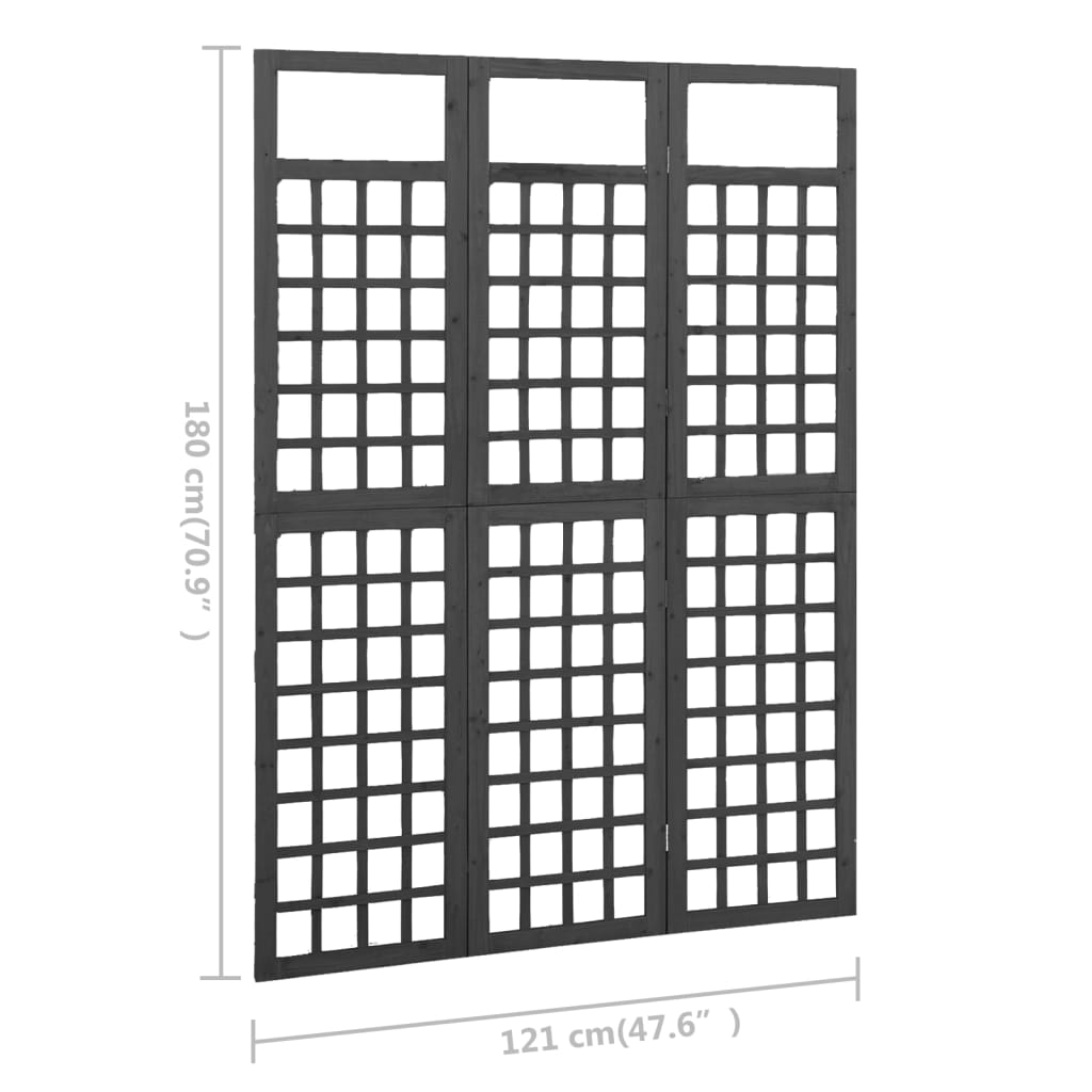 Vidaxl 3-Panel Room Divider/Trellis, Fir Wood, 121X180 Cm