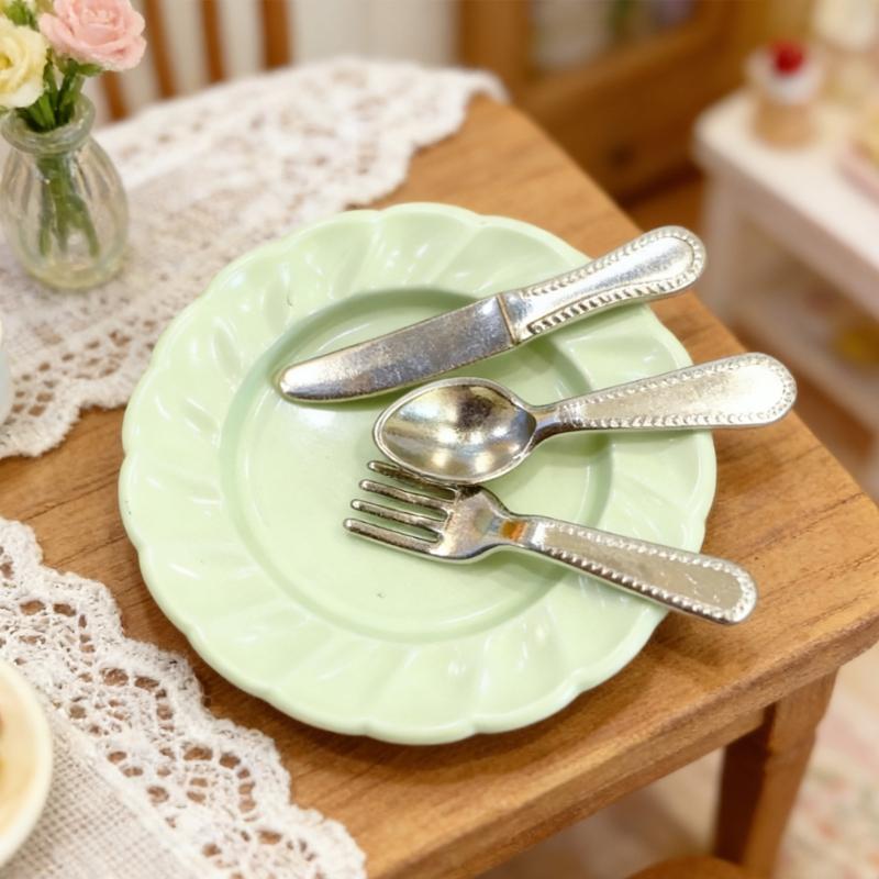 Miniature Cutlery Set Model Figure For 1/12 Doll House Landscape Accessories Detailed Realistic Kitchen Decoration Items