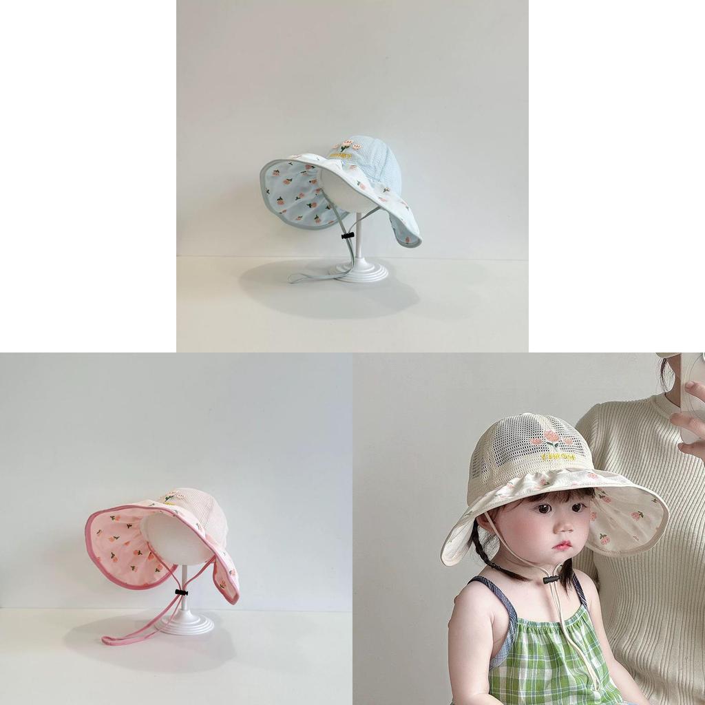 Summer Kids Sun Hat With Wide Brim Beach Shade For Toddler Girls Boys
