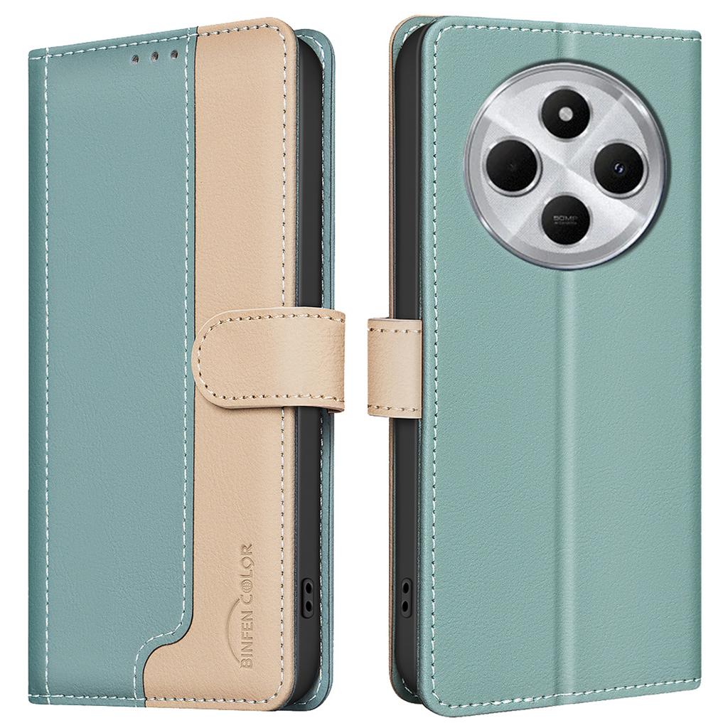 BINFEN COLOR BF33 for Xiaomi Poco C75 4G/Redmi 14R 5G/14C 4G Leather Case Splicing Color RFID Blocking