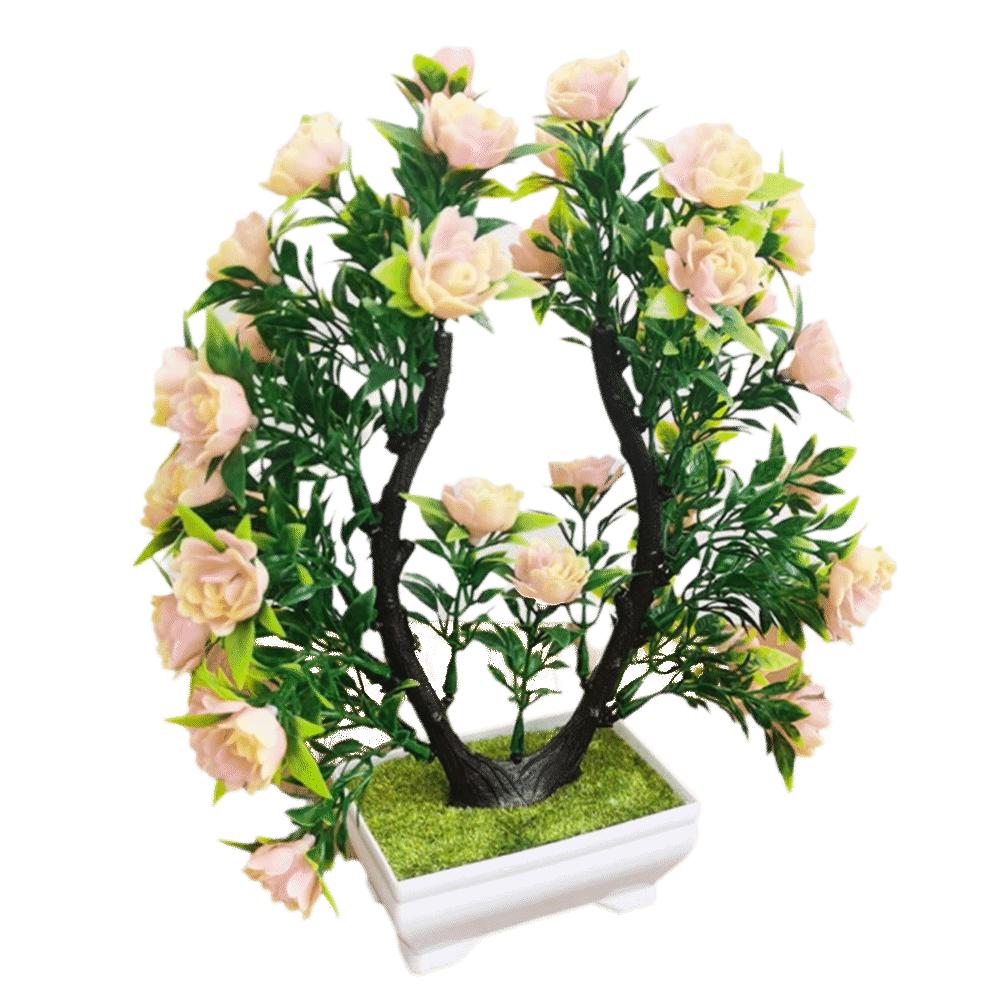 Multicolor Artificial Plants Bonsai Table Decoration with Flowerpot Fake Flowerpotted Photography Props Plastic