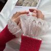 Fake Cuffs 1 Pair Detachable Lace Sleeves Elegant Embroidery Pattern Thin False Cuffs for Women Blouse Accessories
