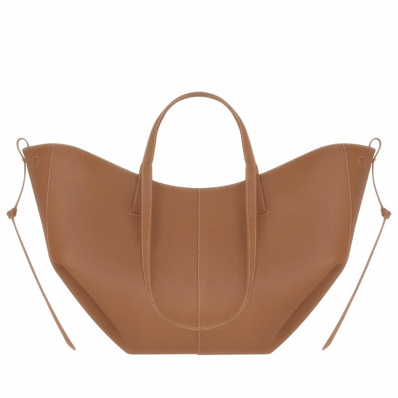 Genuine Polene Women's Large Cowhide Tote with Pleated Design – Shoulder and Underarm Fashion Bag.