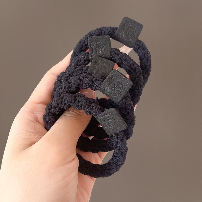 5pcs Little Bear Rubber Band Plush Meatball Head Small Intestine Headband, Simple Headband Accessory