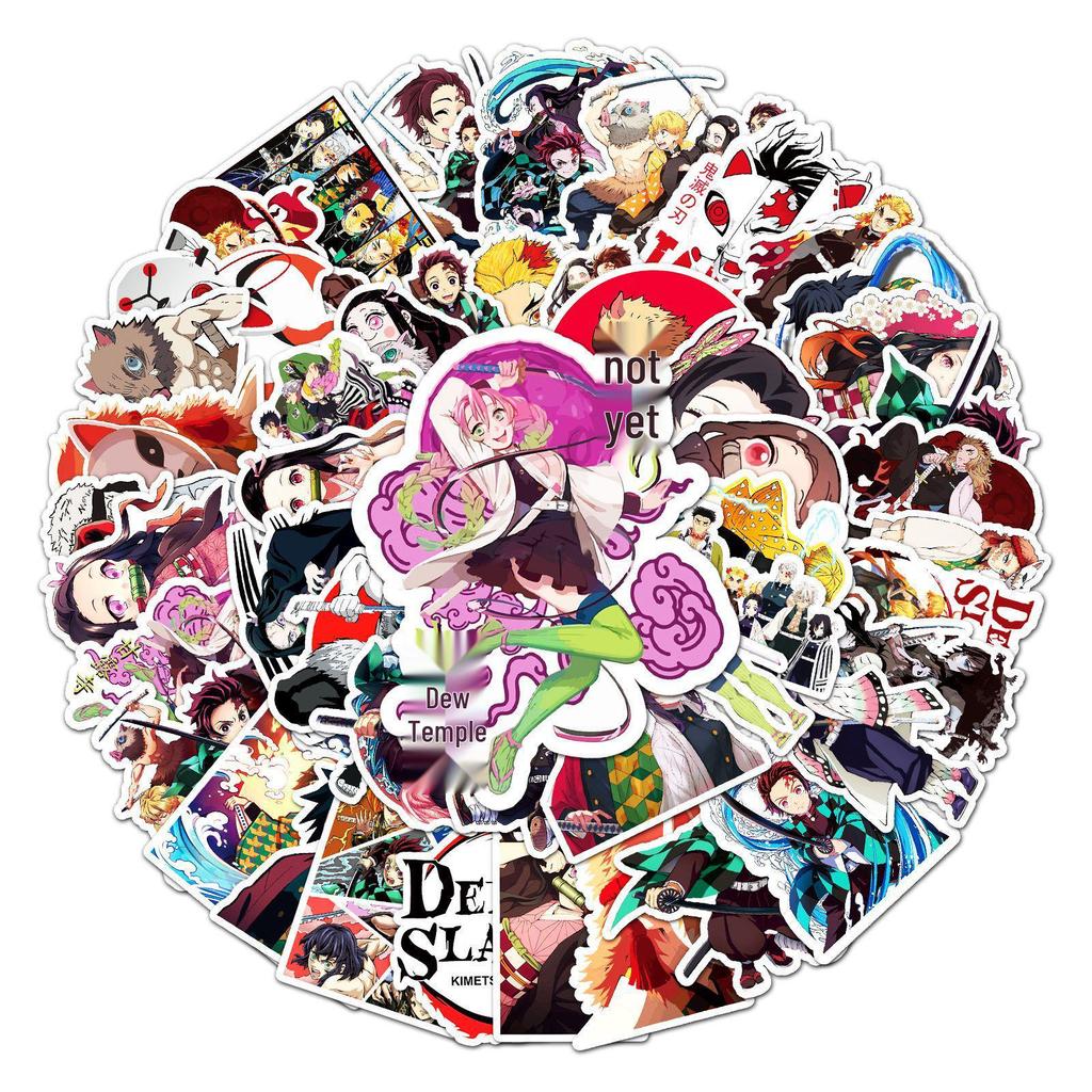 Demon Slayer Anime Sticker Pack: 50 Waterproof DIY Cartoon Stickers for Skateboards & Suitcases