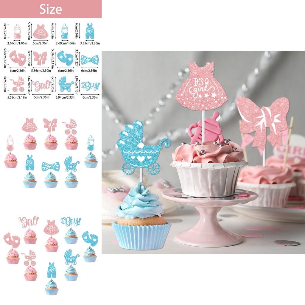 Cake Decor Flags For Boys And Girls First Birthday Party With Gold Glitter Paper