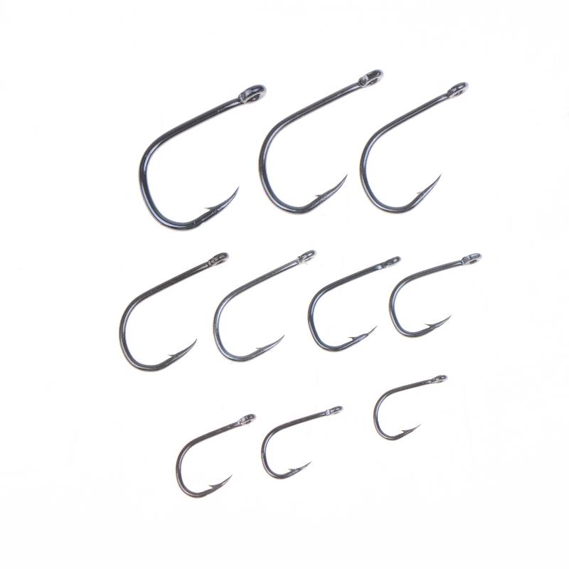 100Pcs/Box High Carbon Steel Fish Hook Durable High Strength Barbed Fishing Hooks With Ring For Carp Fishing Accessories