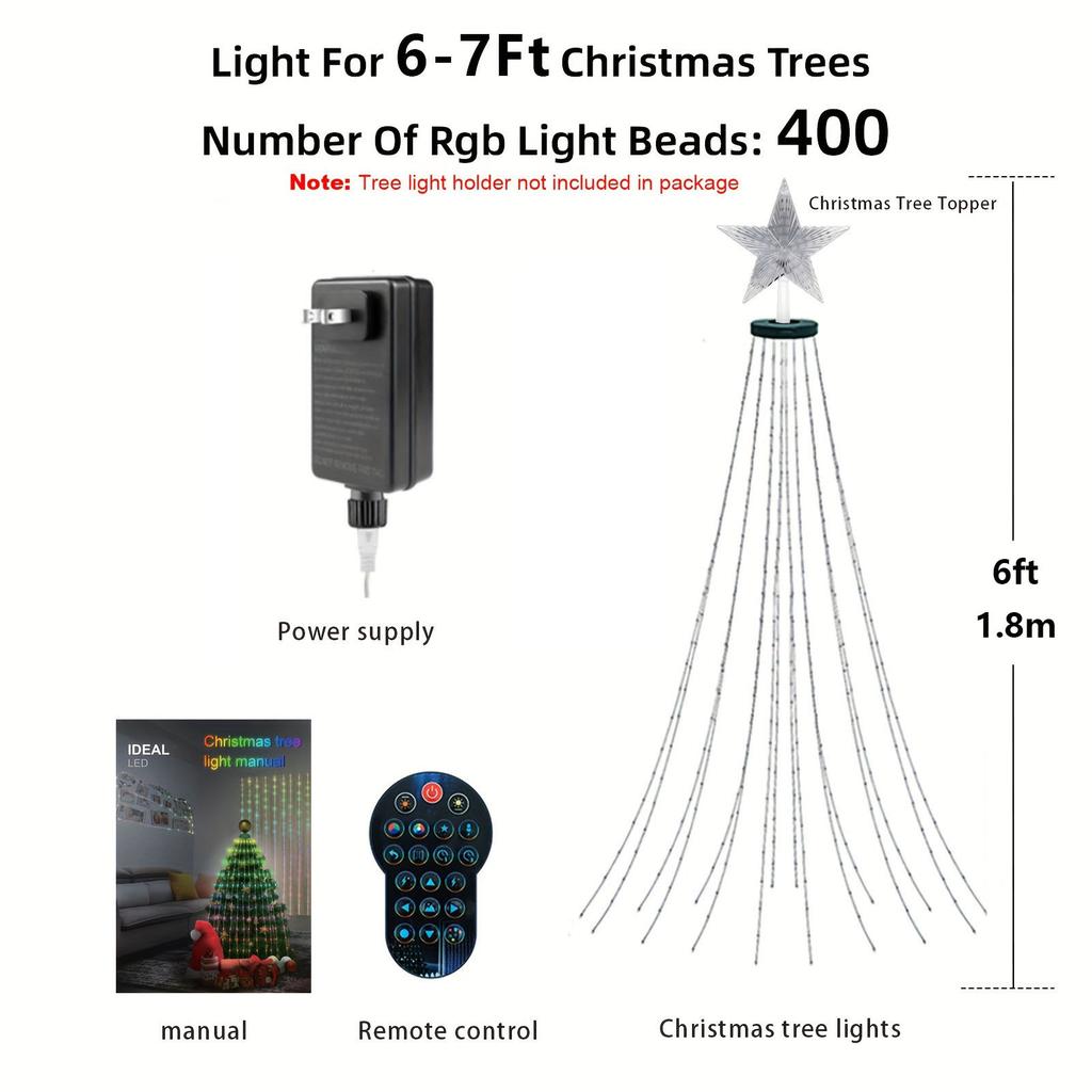 Christmas Tree LED Lights 400LEDs Smart RGB LED String Lights Holiday Decoration for Indoor Outdoor Tree APP/Remote Control
