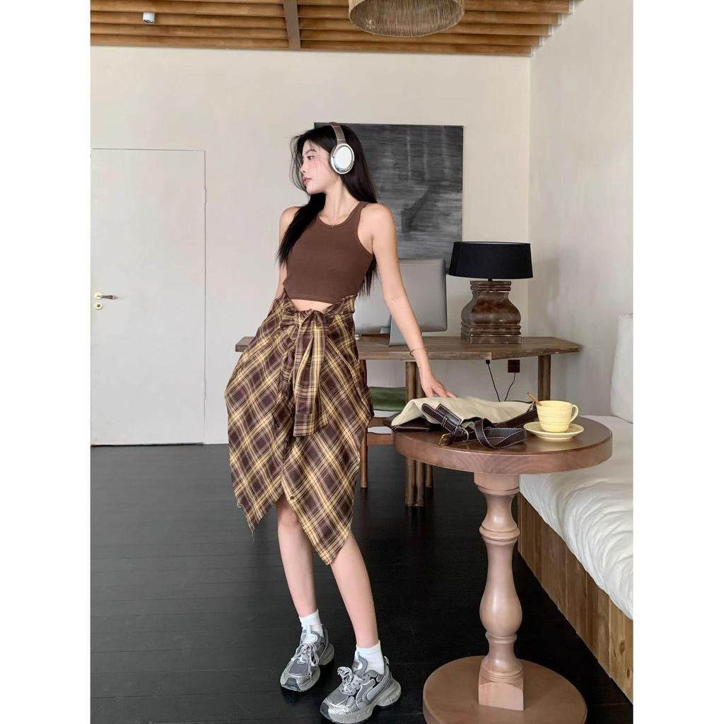 Women's Retro Plaid Shirt Cardigan – Loose Fit, Long Sleeve, All-Season Wear