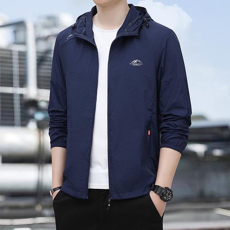 Men's Summer Stand-up Collar Loose Fit Casual Outdoor Windbreaker - Breathable, Hoodless Skin Coat
