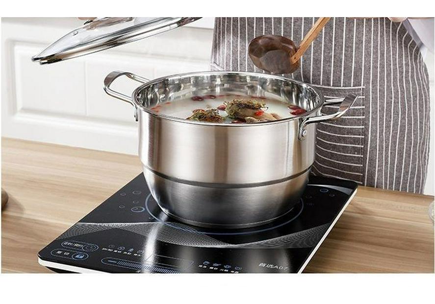 Versatile Stainless Steel Pot: Steamer, Soup, and Stew Pot for Gas and Induction Stoves