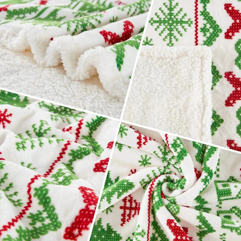 Weihnachten Christmas Rentier Überwurfdecke Doppellagig Verdicken Flauschig Weich Fleece Flanell Weihnachtsmann Schneemann Decke Heim Geschenk