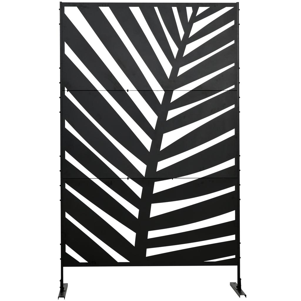 Decorative Privacy Screen with Stand, 6.5FT Freestanding Metal Outdoor Divider