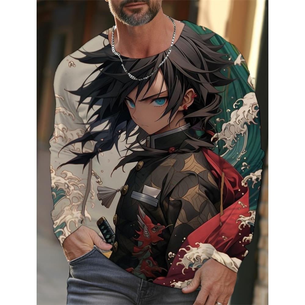 Men's Long-sleeved T-shirt 3D Printing Anime Printing Men's Long-sleeved T-shirt Autumn Tops