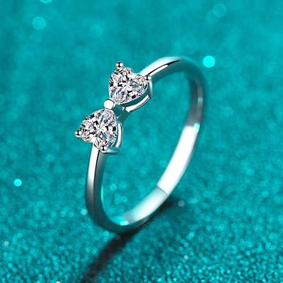Moissanitový prsten 0,8 karátového srdce pro ženy 4 mm D Color Lab Diamond se třpytí 100% pevné stříbrné šperky pokovené bílým zlatem