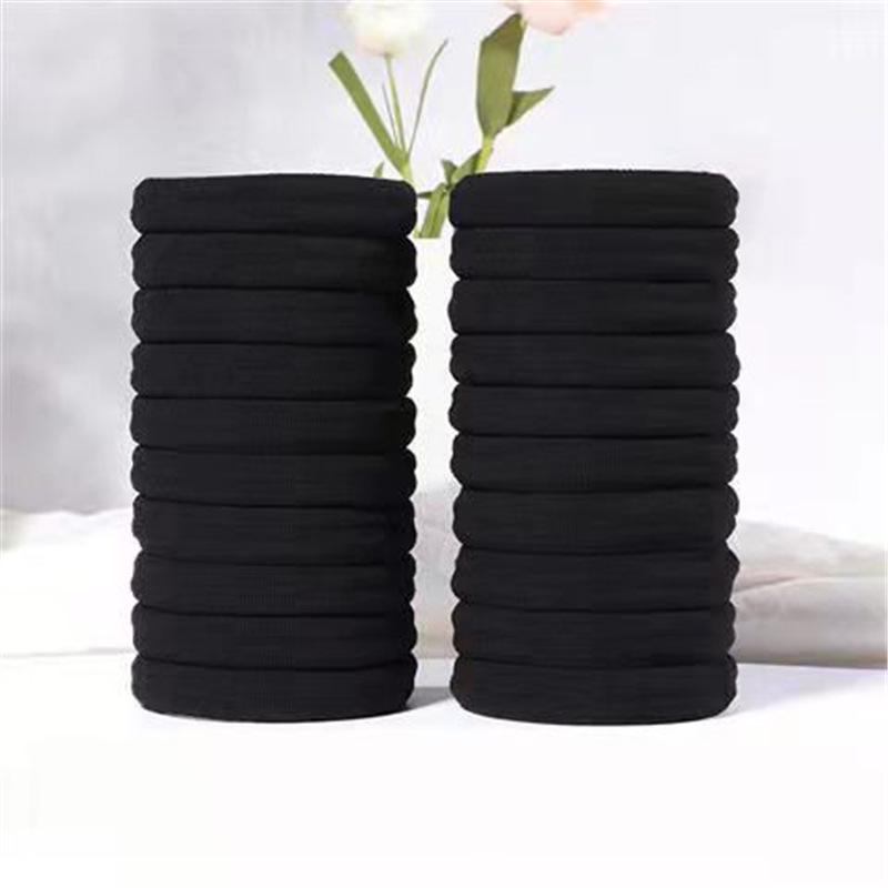Black High Elasticity Hair Tie - Durable Leather and Rubber Band for Women and Girls