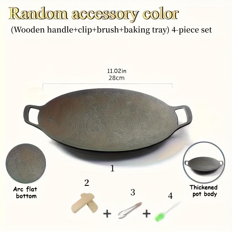 Non Stick Cast Iron Barbecue Plate Cast Iron Wok Non Stick Frying Pan Camping Picnic Tools Easy To Clean Grill Accessories