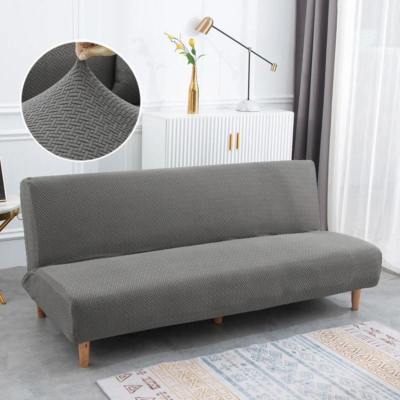 New Solid Color Sofa Bed Cover Elastic Armless Couch Cover Spandex Jacquard Non-slip Slipcovers Washable Sofa Protector For Home