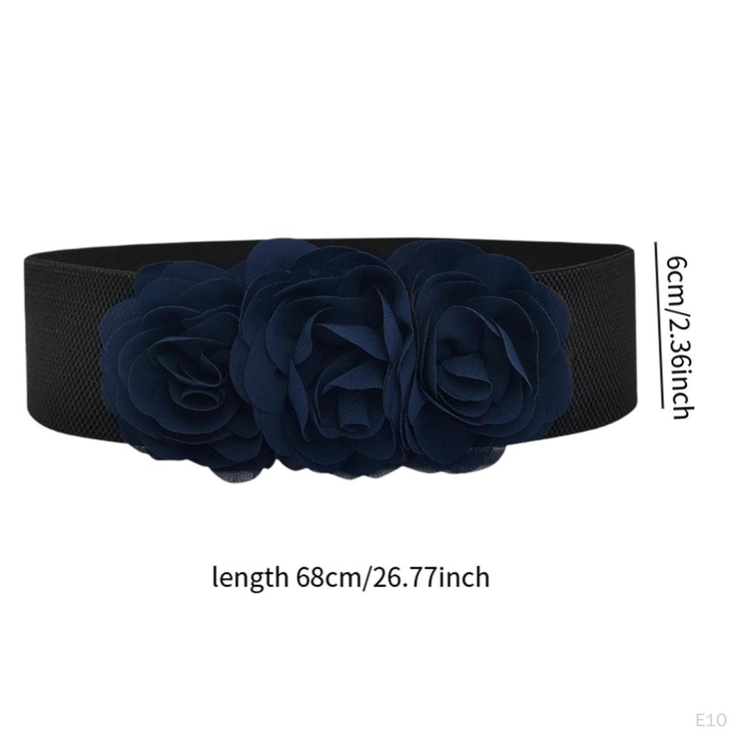 Elastic Waist Belt for Women with Floral Design