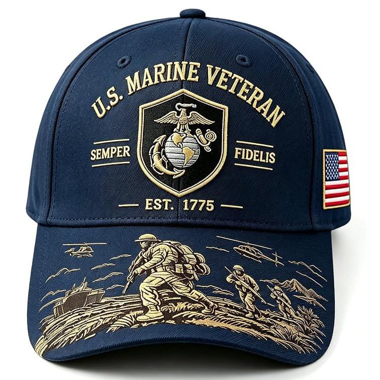 2026 US Marine Corps Veteran Casual Baseball Cap with Soldier Print