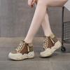 88762 Leather Women's Shoes Spring and Autumn New Muffin Thick Sole To Increase Height and Luck