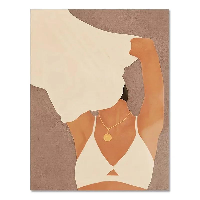 Bohemian Fashion Abstract Girl Art Canvas Painting Nordic Posters and Prints Wall Art Pictures for Living Room Home Decoration