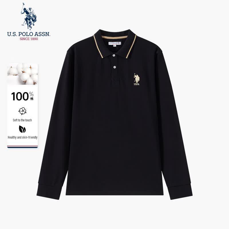 U.S. POLO ASSN. Men s Business Casual Pure Cotton Long-Sleeve Polo Shirt 2XL
