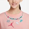 Jordan Camiseta Infantil de Manga Curta com Gola Redonda e Estampa de Logotipo de Letra, Tops para Crianças, Coral Descolorido DX7341-697