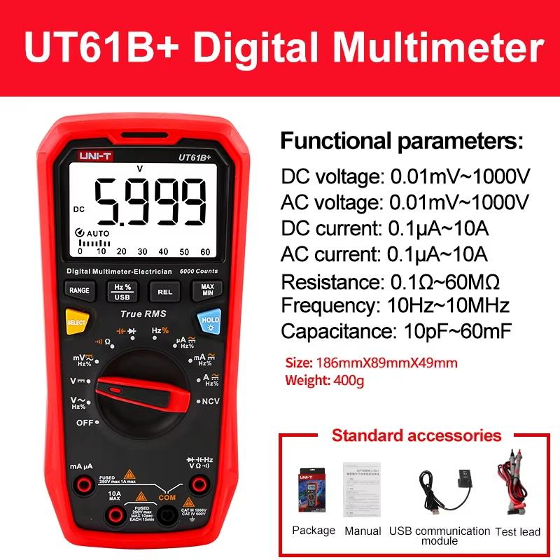 UNI-T UT61E+ UT61D+ UT61B+ UT33A UT33B UT33C UT33D Plus Professional Digital Multimeters True RMS Automotive Multimetro