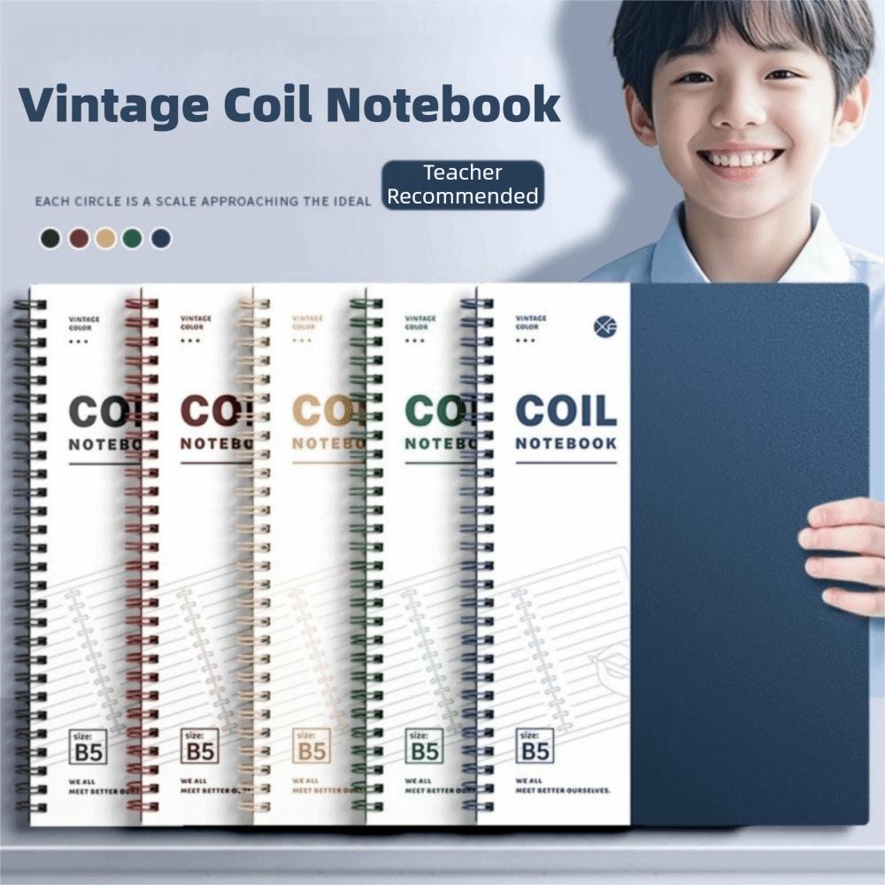 A5/B5 Spiral Notebook 120 Cream Pages Thicken Pocket Notebooks Lay-Flat Binding with Ring Binders Coil Notebook