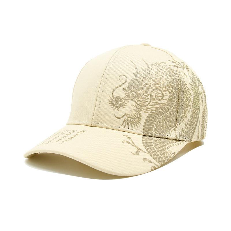 

Pattern Baseball Dragon Cap Sun Protection Outdoor Lightweight Unisex Cotton бежевый