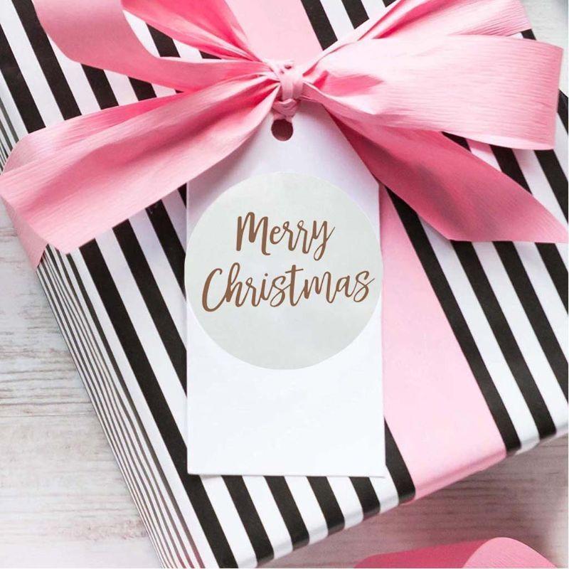 500 Pieces/Roll Clear Merry Christmas Stickers Round Adhesive Bronzing Tags Label Stickers Thank You Cards Sealing Label China Mainland