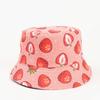 LDSLYJR Cotton Strawberry Print Bucket Hat Fisherman Hat Outdoor Travel Hat Sun Cap Hats for Girl and Women 272