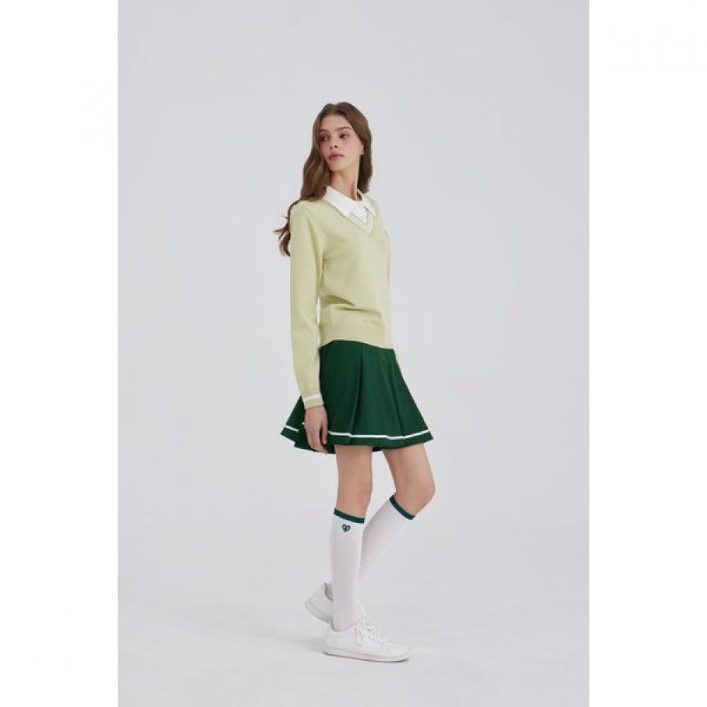 Goxo Pleats Skirt Green Metal Logo